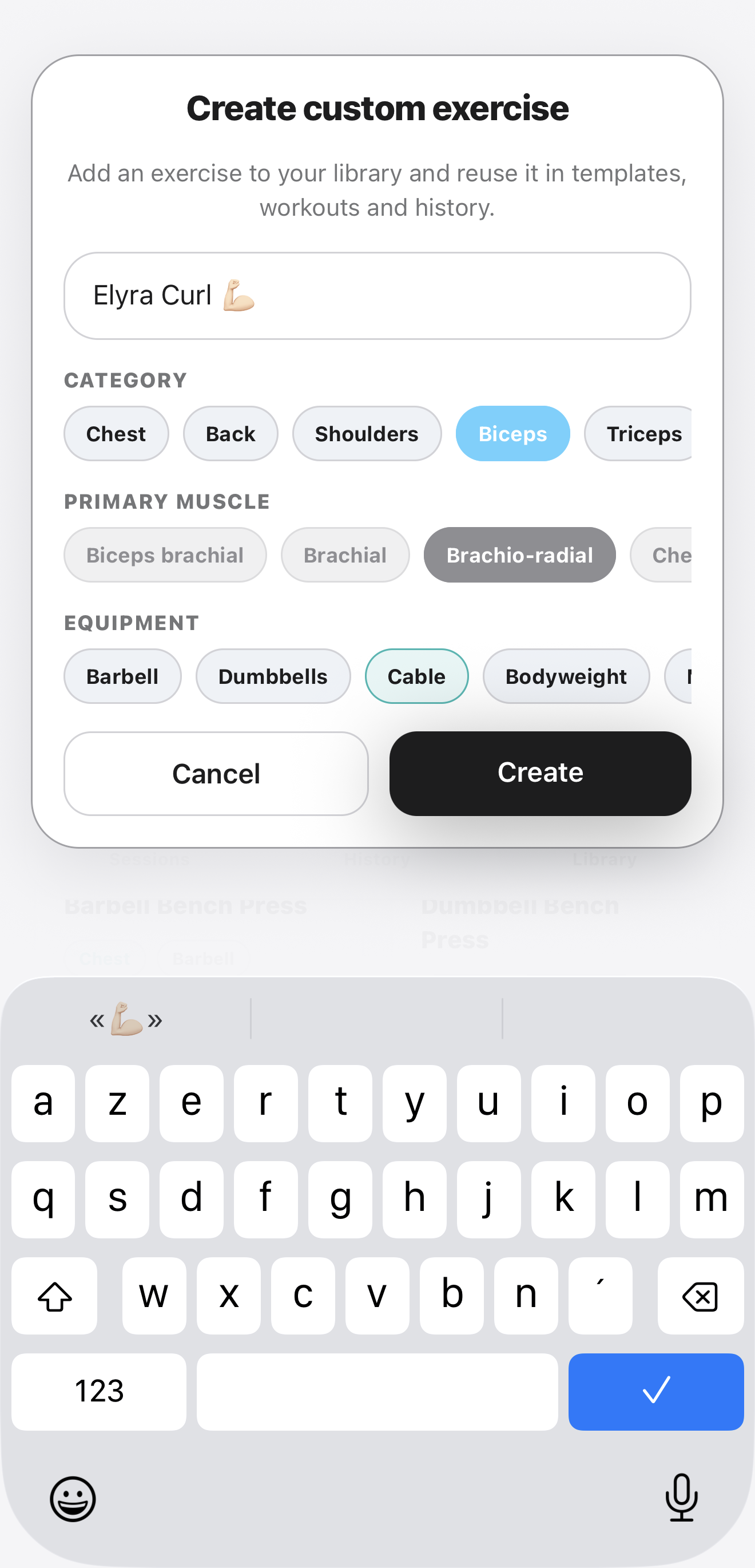 Preview of custom exercise creation in Elyra.