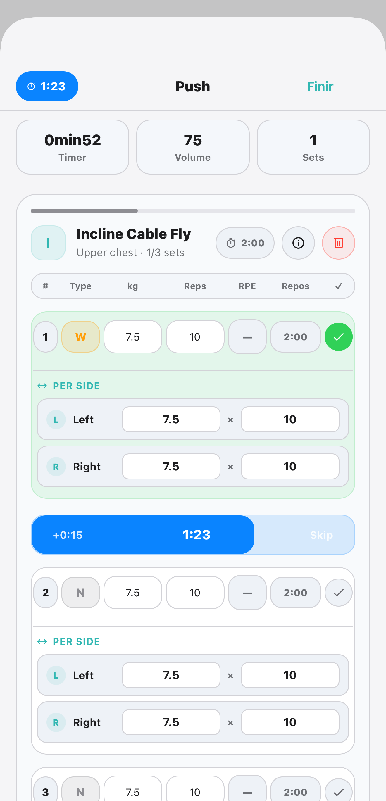 Preview of per-side exercise tracking in Elyra.