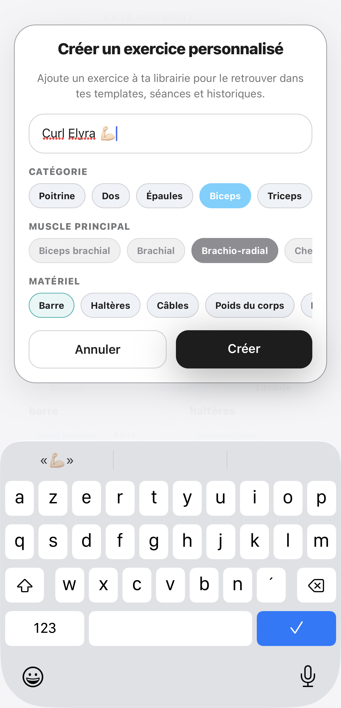 Aperçu de la création d'exercice personnalisé dans Elyra.